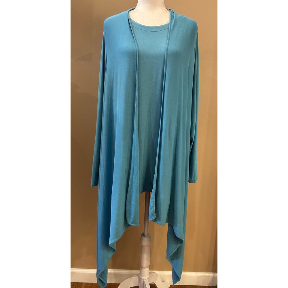 J. Jill Wherever Collection Turquoise Long Line Tank Top and Cover Up, Size 2X